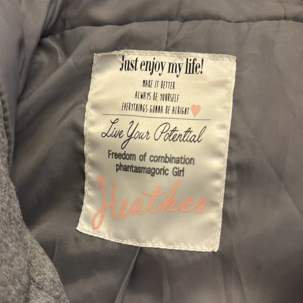 Just Enjoy My Life Gray Pea Coat M - Picture 3 of 3